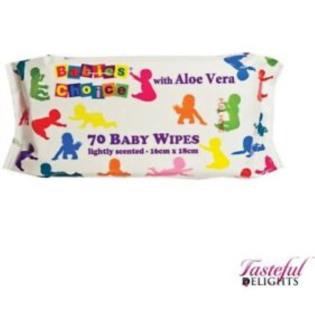 BABIES CHOICE BABY WIPES WITH ALOE VERA STICKY TOP 70PK