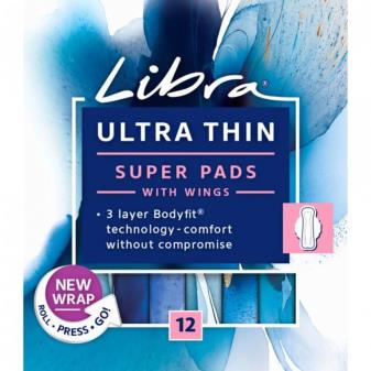 LIBRA ULTA THIN PADS WINGS SUPER  12 PK