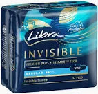 LIBRA INVISIBLE PADS WINGS REGULAR  12 PK