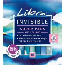 LIBRA INVISIBLE PADS WINGS SUPER  10PK
