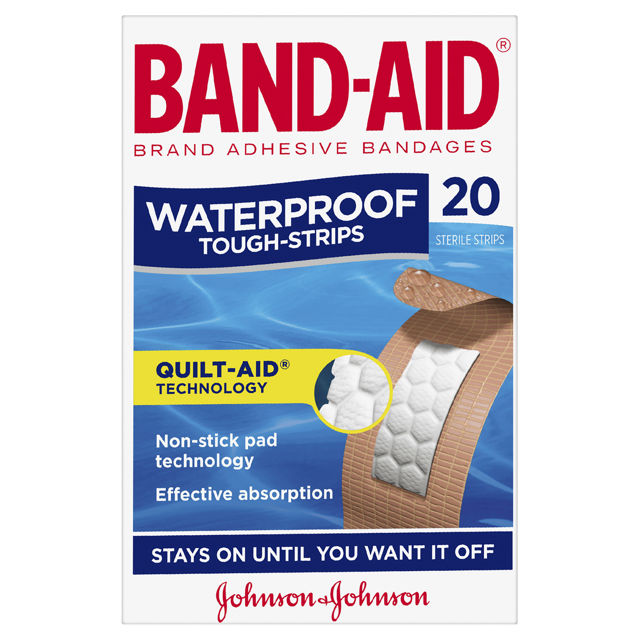 J&J BAND AID TOUGH-STRIPS WATERPROOF 20 PACK